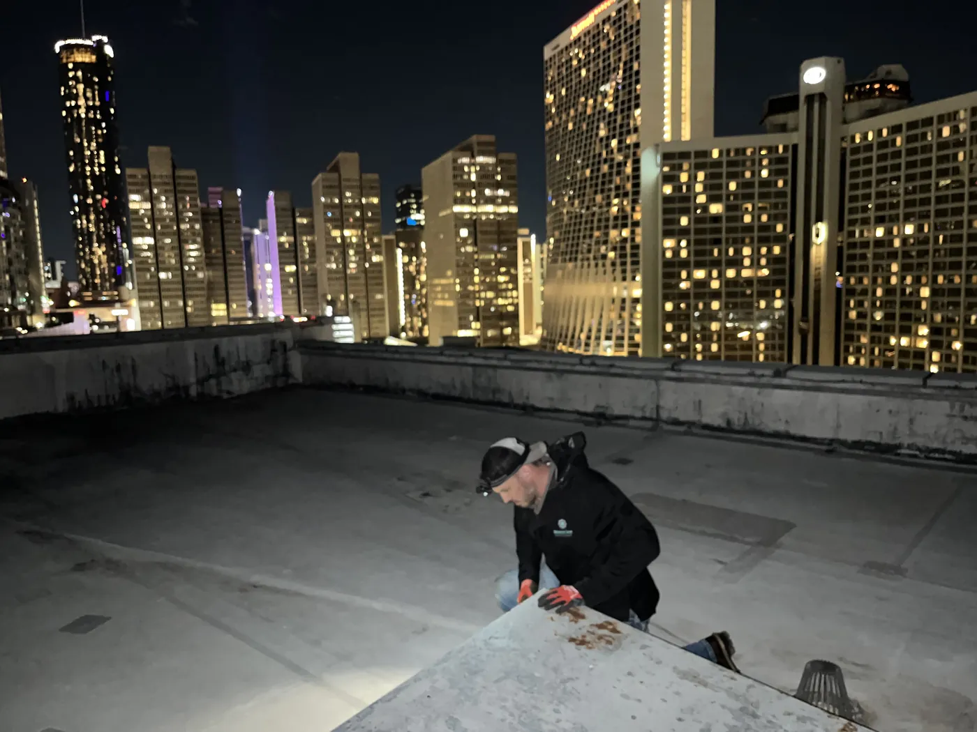 Commercial HVAC technician at work